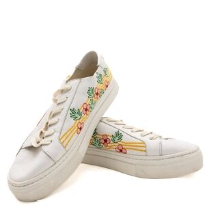 Soludos White Sneakers ( PURA VIDA) with Floral Embroidery
